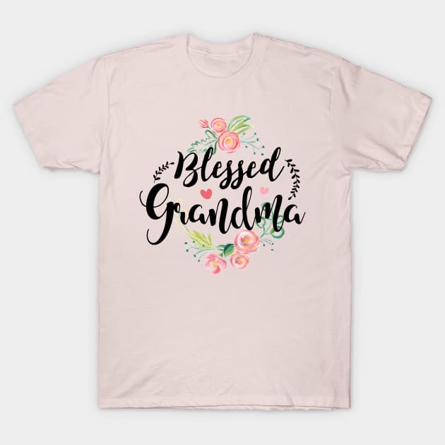 Blessed Grandma T-Shirt with floral, heart Mother's Day Gift T-Shirt by Wintrly